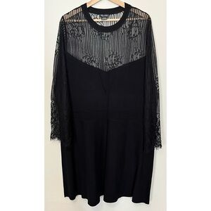 City Chic • XXL/24 • Black Lace Long Sleeve Sweater Dress